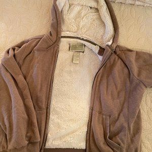 PLUSH & COZY - Faux Fur Lined Green Tea Full-Zip Hoodie